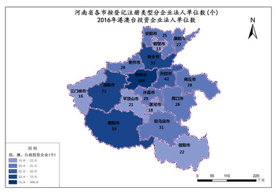 河南省2016年港、澳、台商投资企业法人单位数